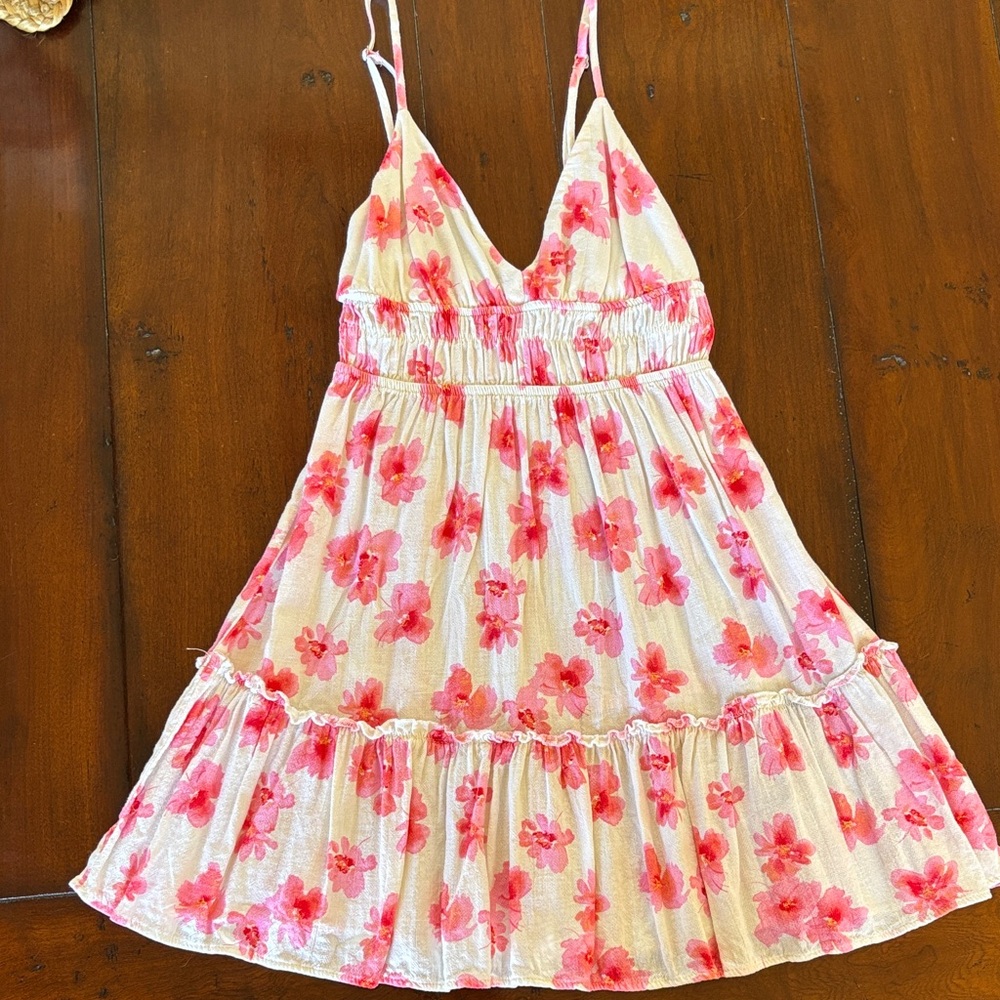 Pull&Bear Floral Pink and White Sundress